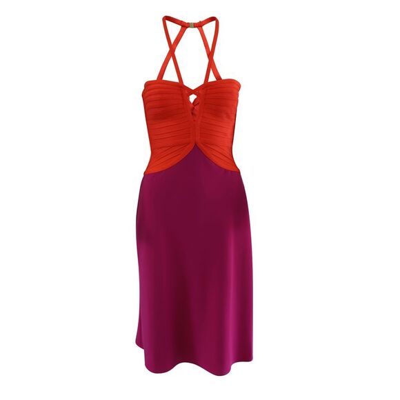 Herve Leger Color Block Cutout Sleeveless Emmaline Dress in Multicolor Rayon - Picture 1 of 7